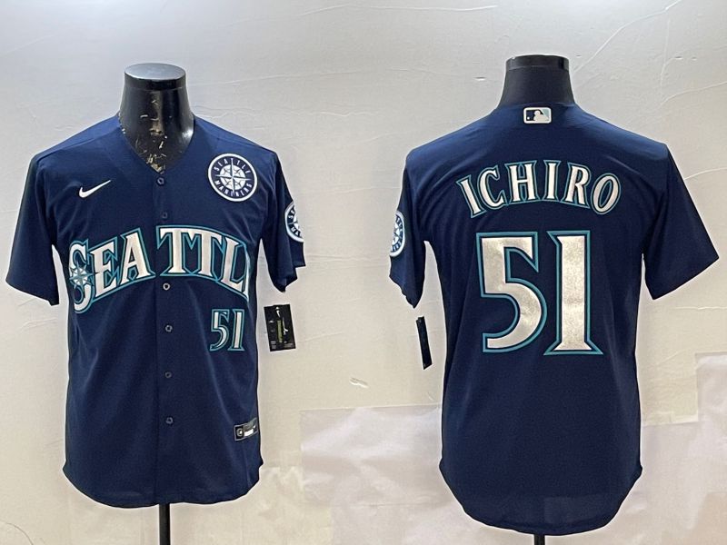 Men Seattle Mariners #51 Ichiro Blue Game 2025 Nike MLB Jersey style 1->milwaukee brewers->MLB Jersey